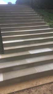Precut yorkstone bullnosed steps 